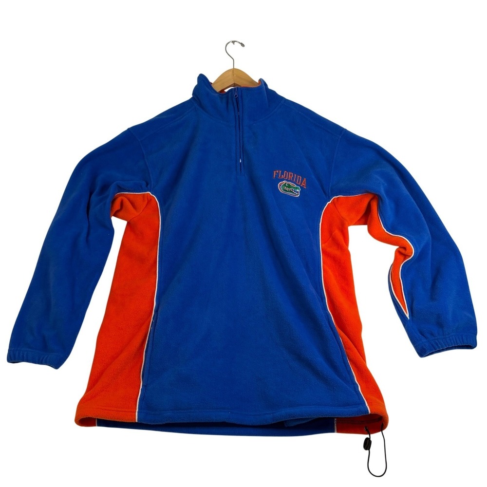 NCAA Florida Gators Fleece Quarter Zip Pullover Blue Orange Mens Large